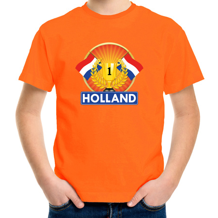 Oranje Nederland kampioen t-shirt kinderen - Holland supporter shirt jongens en meisjes