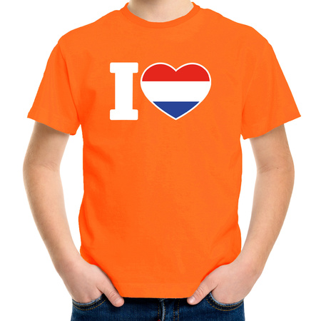 Oranje I love Holland supporter shirt kinderen - Oranje Koningsdag/ Holland supporter kleding