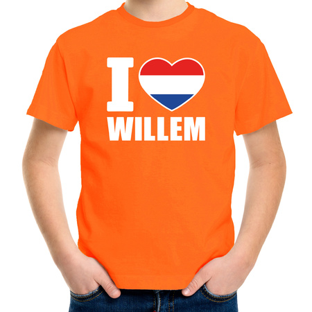 Oranje I love Willem shirt kinderen - Oranje Koningsdag/ Holland supporter kleding