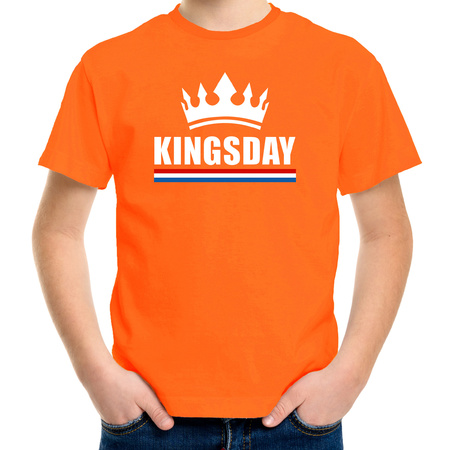Oranje Kingsday met een kroon shirt kinderen - Oranje Koningsdag kleding