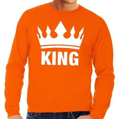 Orange Koningsdag King sweater for men