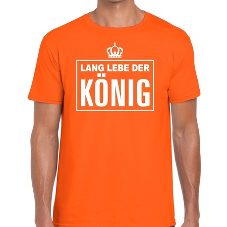Oranje Lang lebe der Konig Duitse tekst shirt heren - Oranje Koningsdag/ Holland supporter kleding