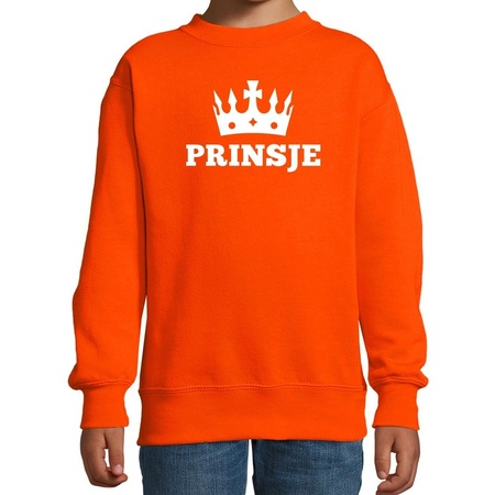 Oranje Prinsje met kroon sweater jongens - Oranje Koningsdag kleding