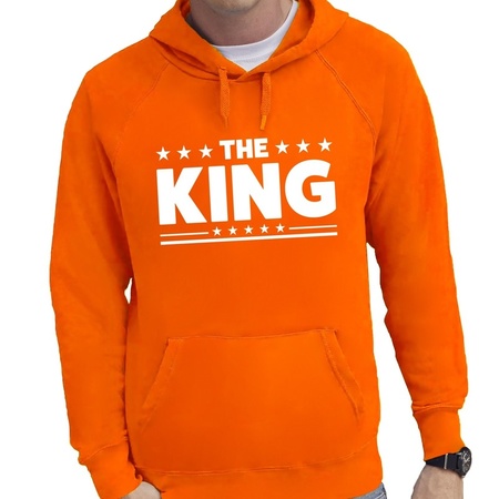 Oranje The King hoodie / hooded sweater heren - Oranje Koningsdag kleding