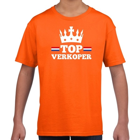 Top verkoper with crown t-shirt orange kids