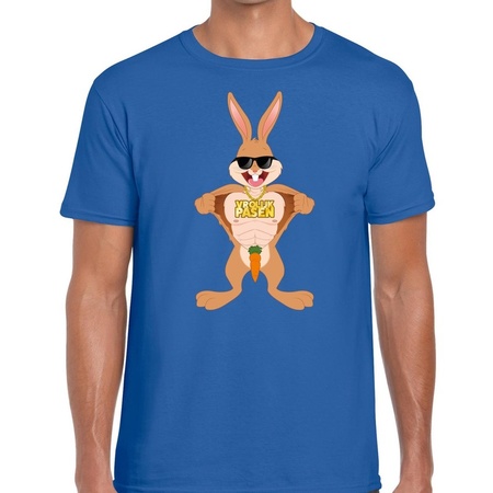 Easter t-shirt easter bunny cool blue men