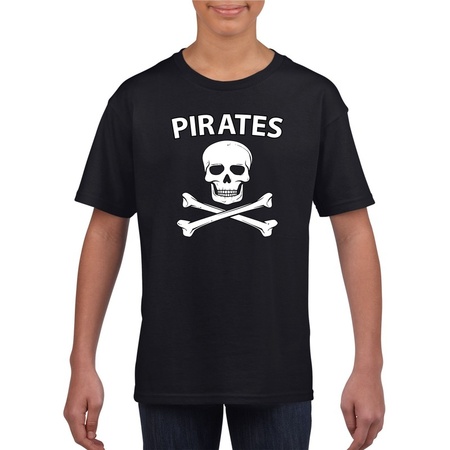 Piraten verkleed shirt zwart jongens en meisjes - Piraten kostuum kinderen - Verkleedkleding