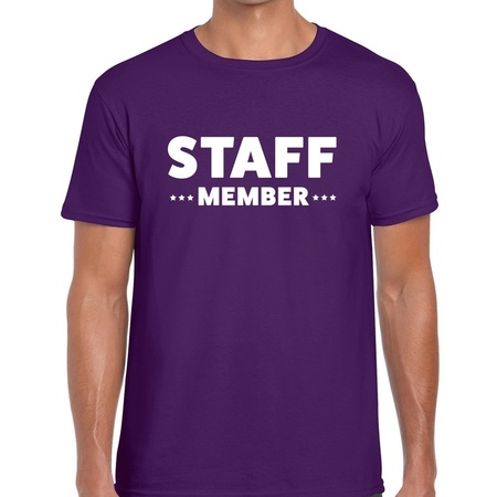 Staff member tekst t-shirt paars heren - evenementen crew / personeel shirt