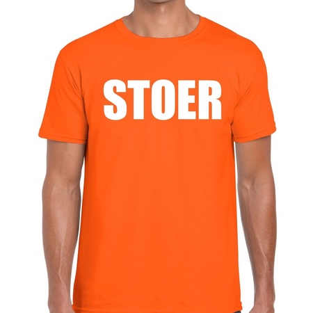 Stoer tekst t-shirt oranje heren