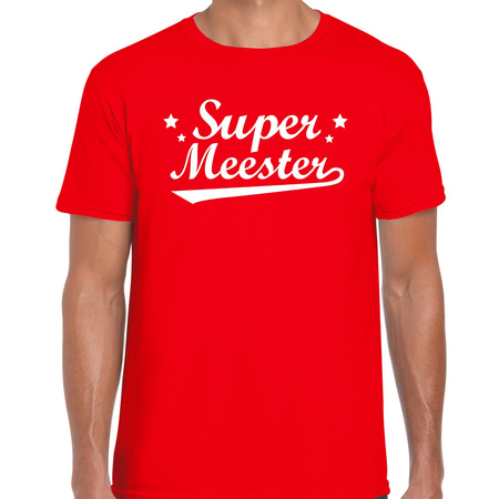 Super meester cadeau t-shirt rood heren -  Einde schooljaar/ meesterdag cadeau