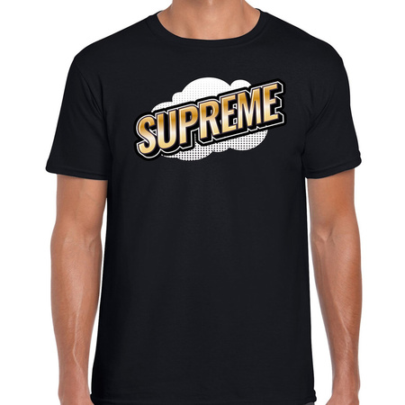 Fout Supreme t-shirt in 3D effect zwart voor heren - fout fun tekst shirt / outfit - popart