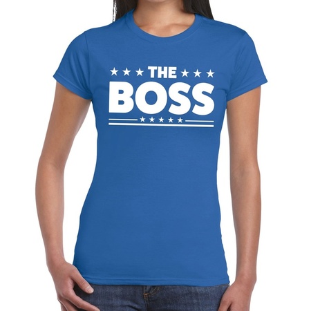 The Boss tekst t-shirt blauw dames - dames shirt The Boss