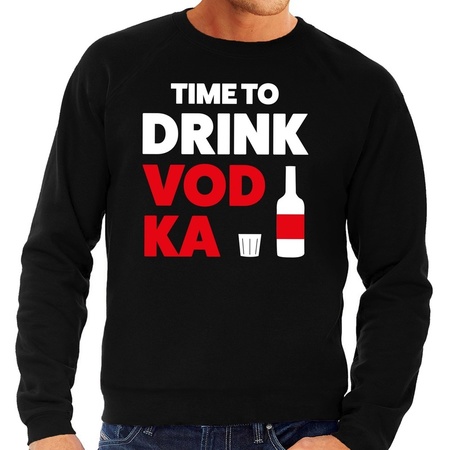 Time to drink Vodka tekst sweater zwart heren - heren trui Time to drink Vodka
