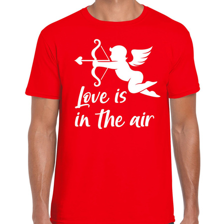 Valentijn/Cupido love is in the air t-shirt rood voor heren - kostuum / outfit - liefde / vrijgezellenfeest / huwelijk / valentijn / carnaval kleding