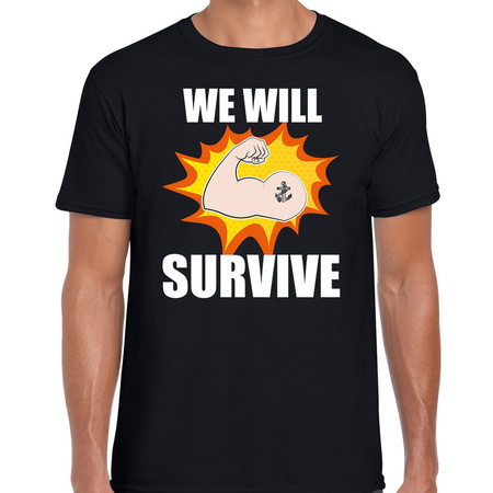 We will survive t-shirt zwart voor heren - crisis - solidariteit t-shirt / shirtje