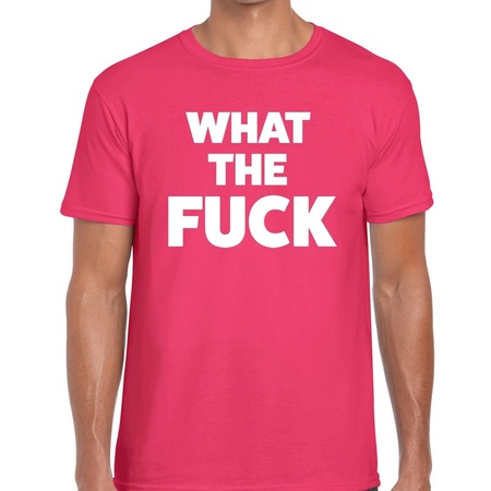 What the Fuck tekst t-shirt roze voor heren - heren feest t-shirts