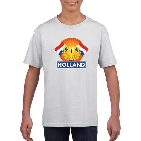 Wit Nederland kampioen t-shirt kinderen - Holland supporter shirt jongens en meisjes