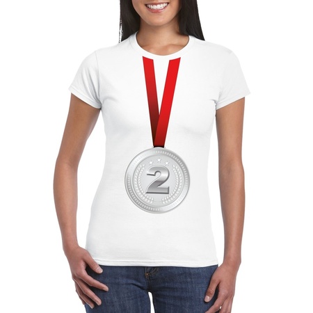 Zilveren medaille kampioen shirt wit dames - Winnaar shirt Nr 2